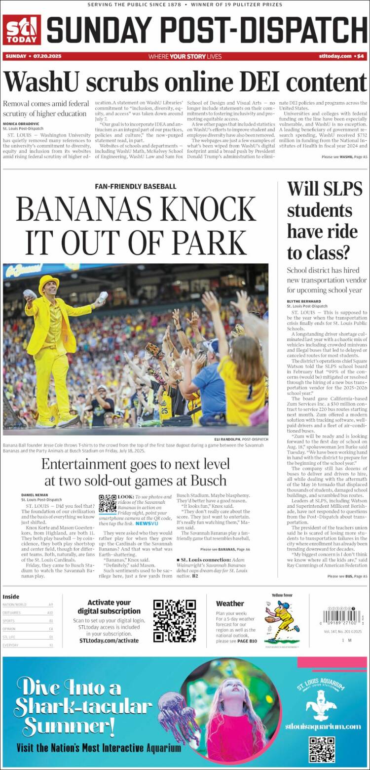 Portada de St. Louis Post-Dispatch (USA)