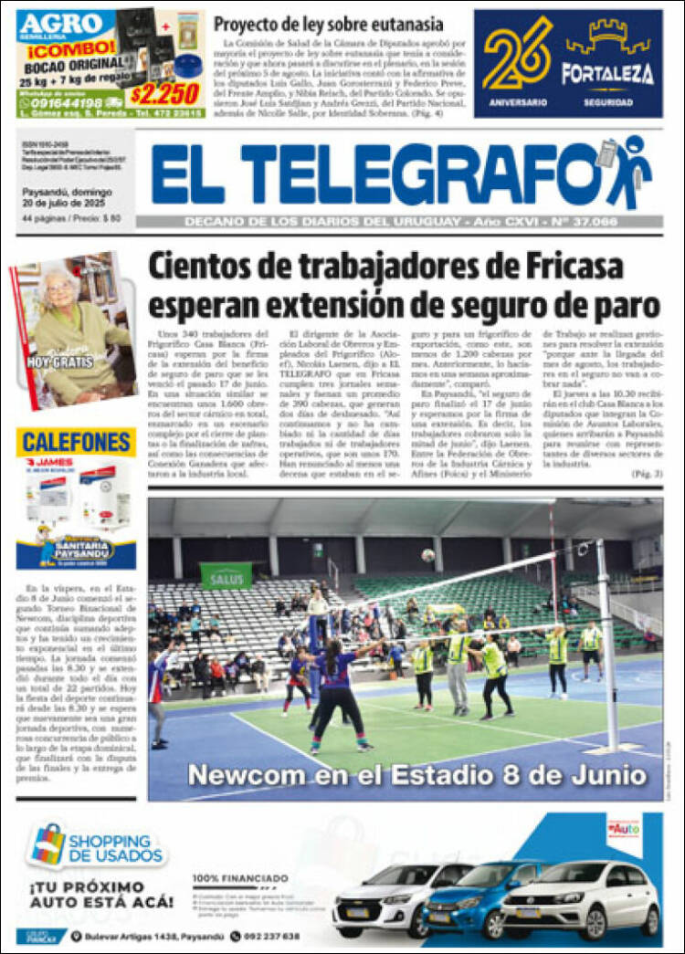 Portada de El Telégrafo (Uruguay)