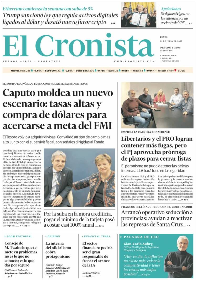 Portada de El Cronista Comercial (Argentina)