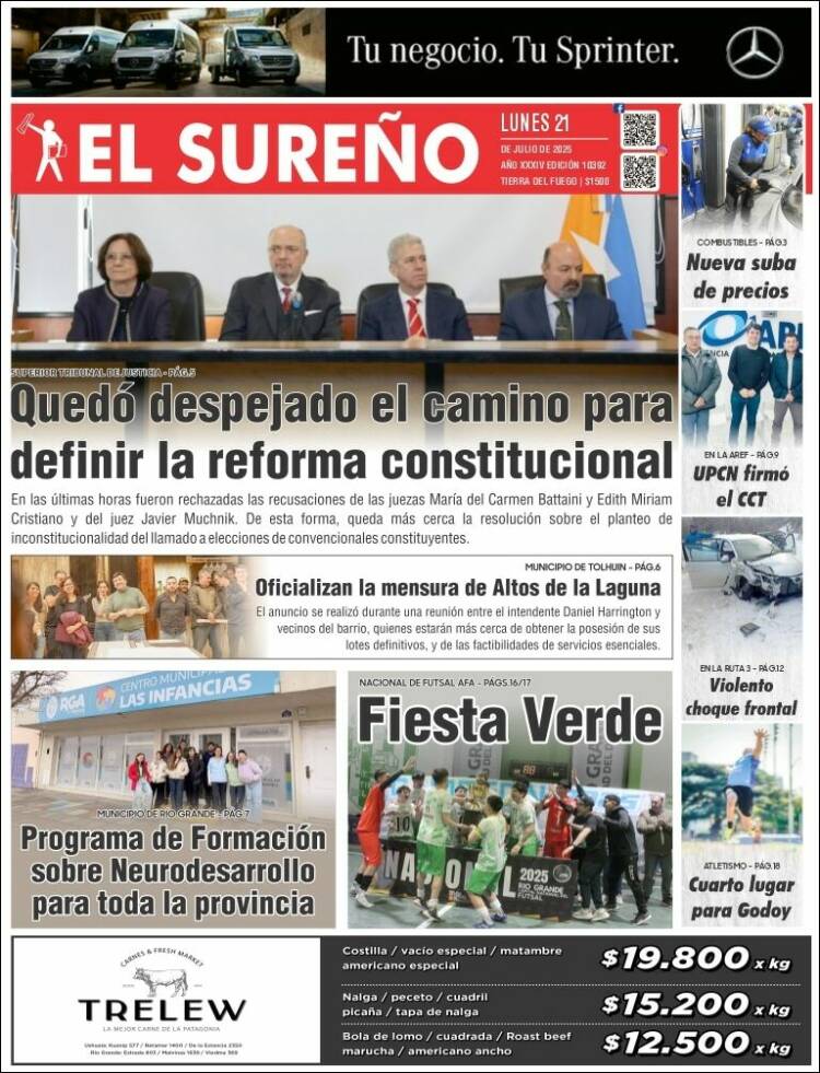 Portada de Diario El Sureño (Argentina)