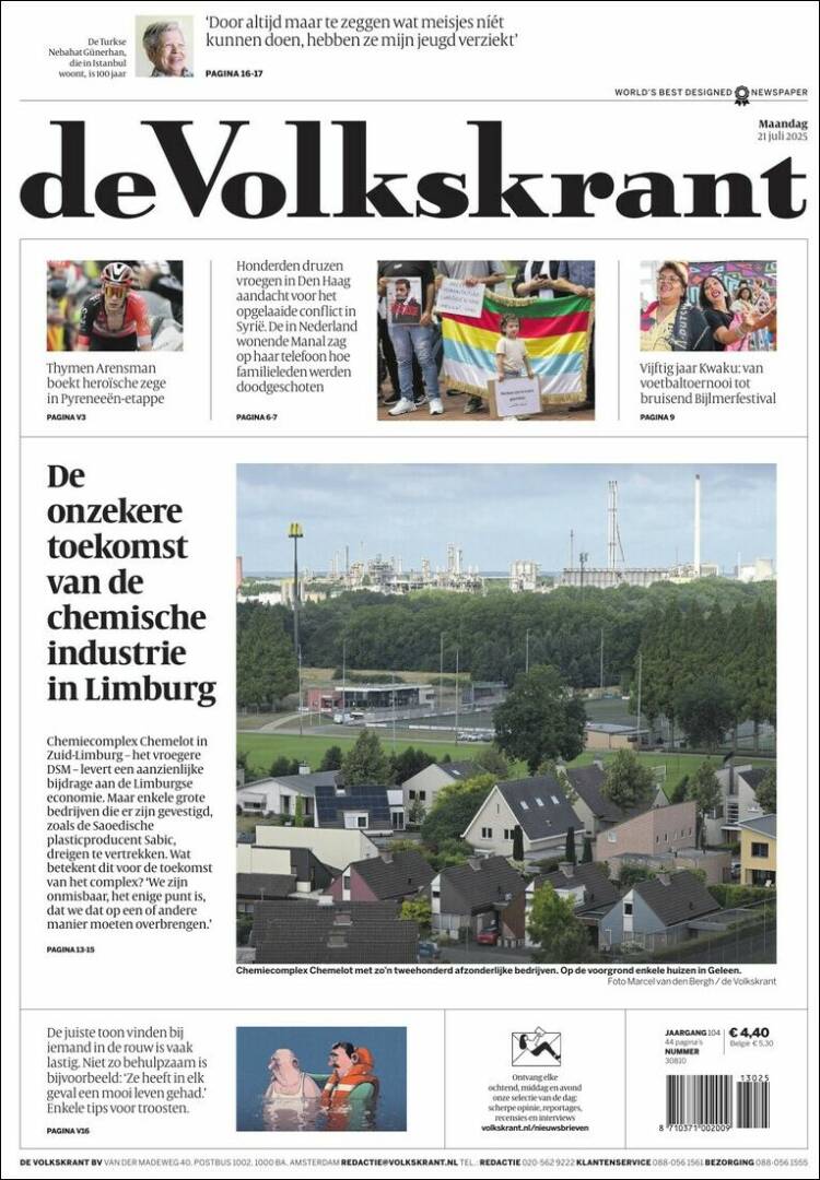 Portada de De Morgen (Bélgica)