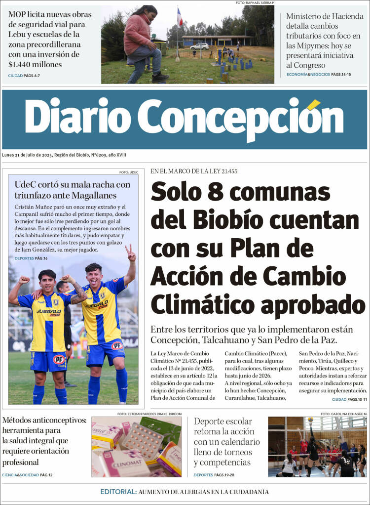 Portada de Diario de Concepción (Chile)