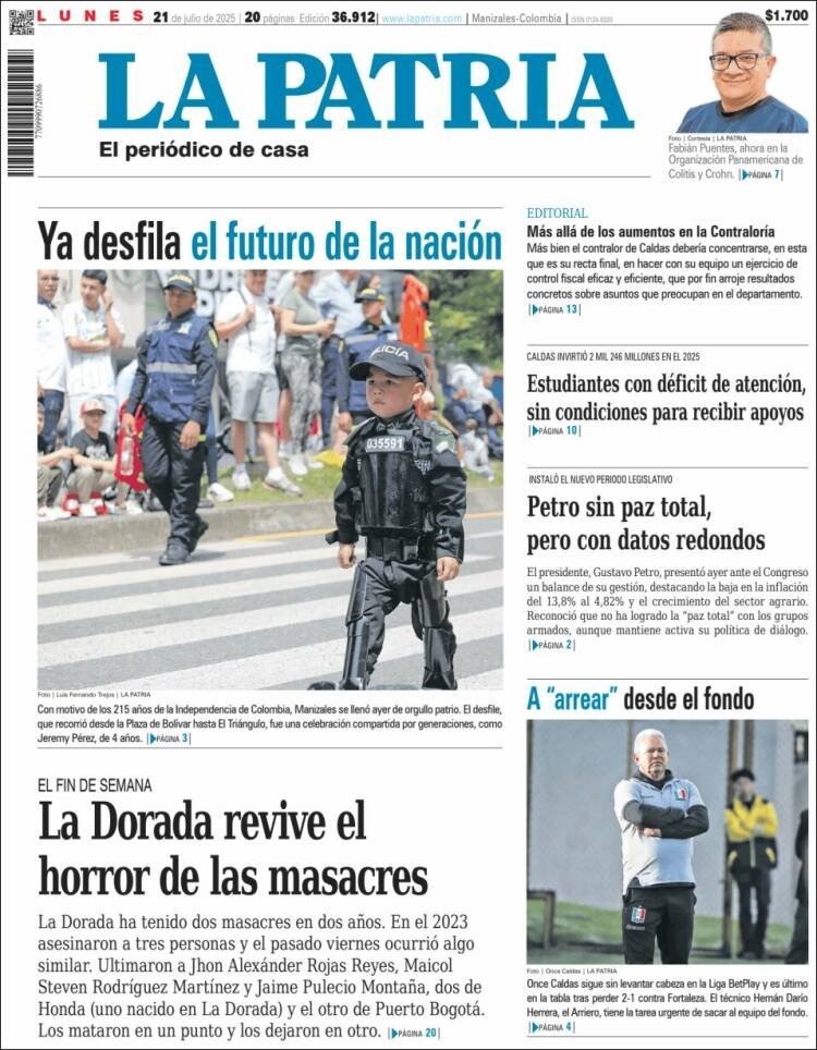 Portada de La Patria (Colombia)