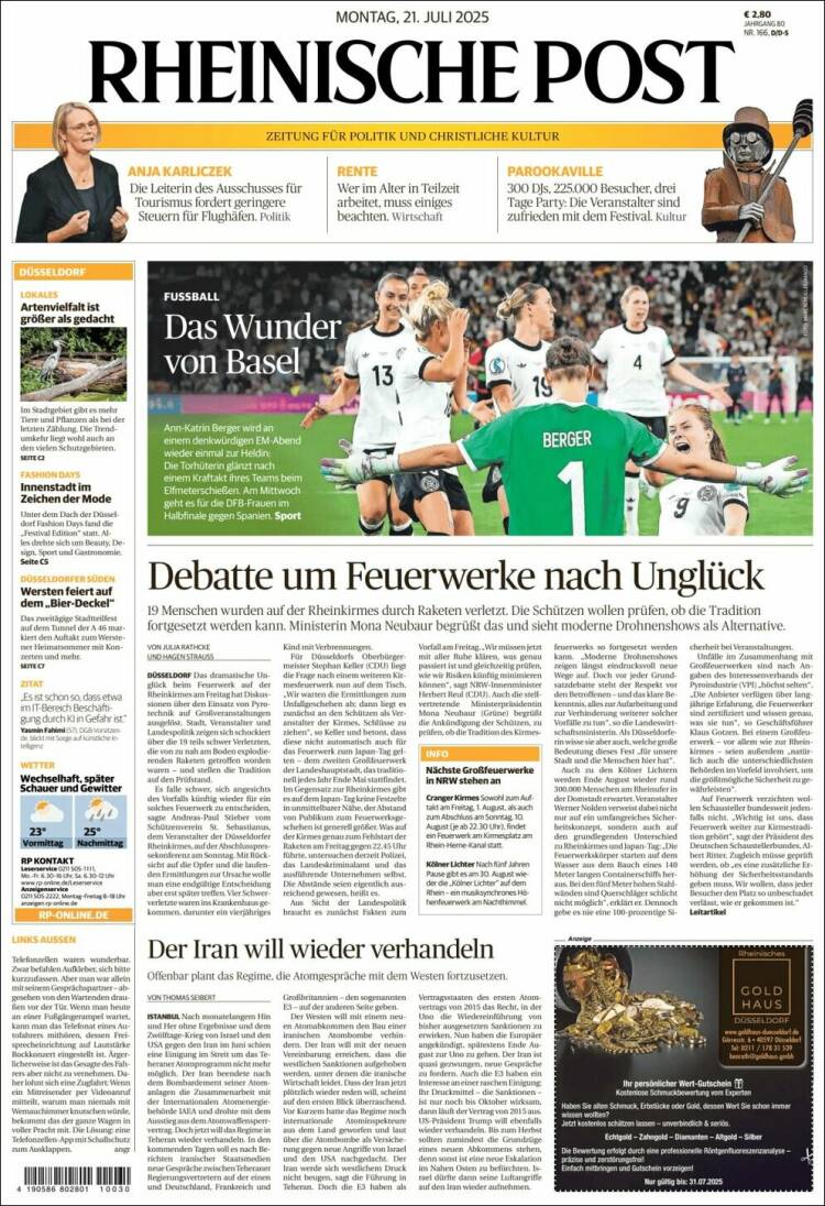 Portada de Rheinische Post (Alemania)