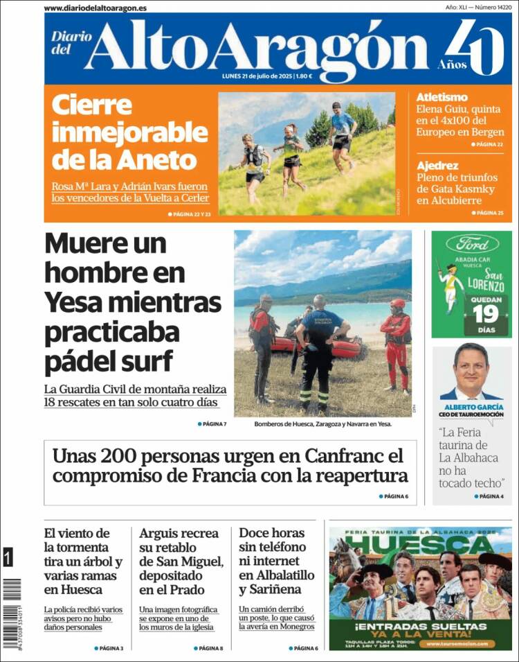 Portada de Diario del AltoAragón (Spain)