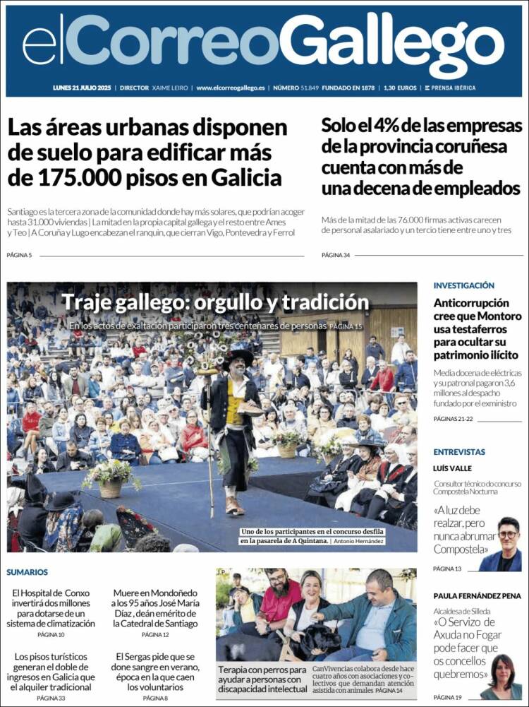 Portada de El Correo Gallego (España)