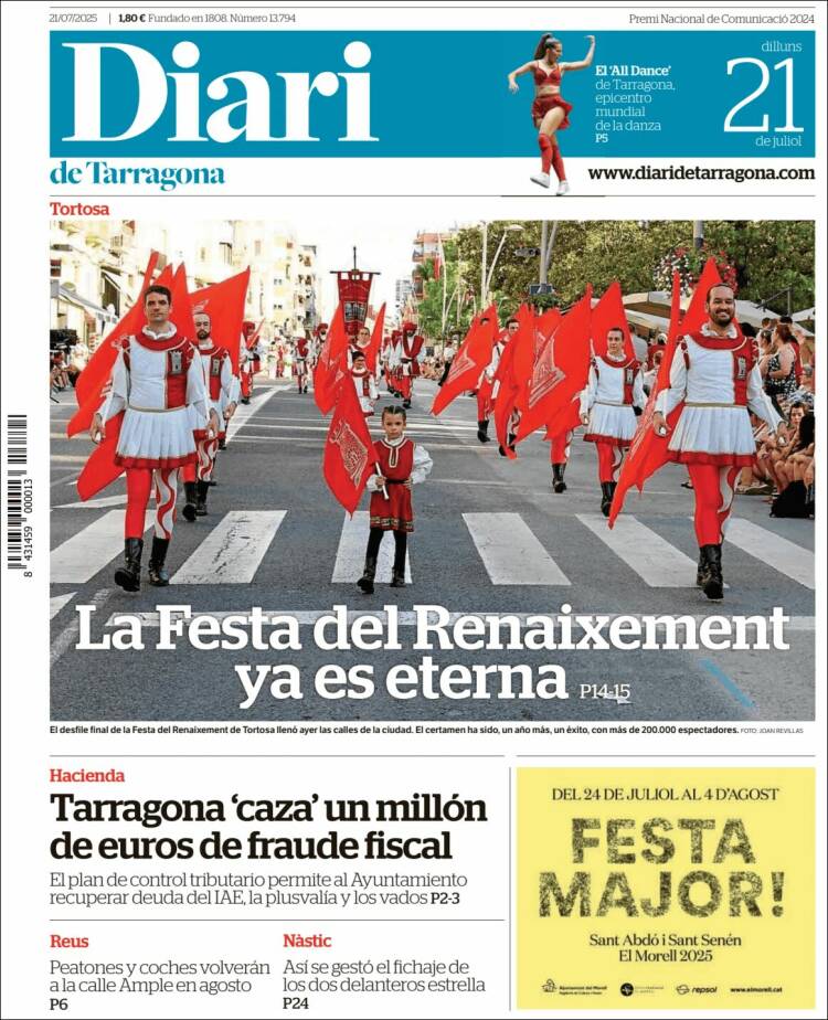 Portada de Diari de Tarragona (Spain)