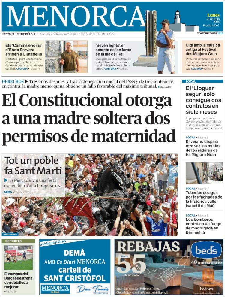 Portada de Menorca - Diario Insular (España)