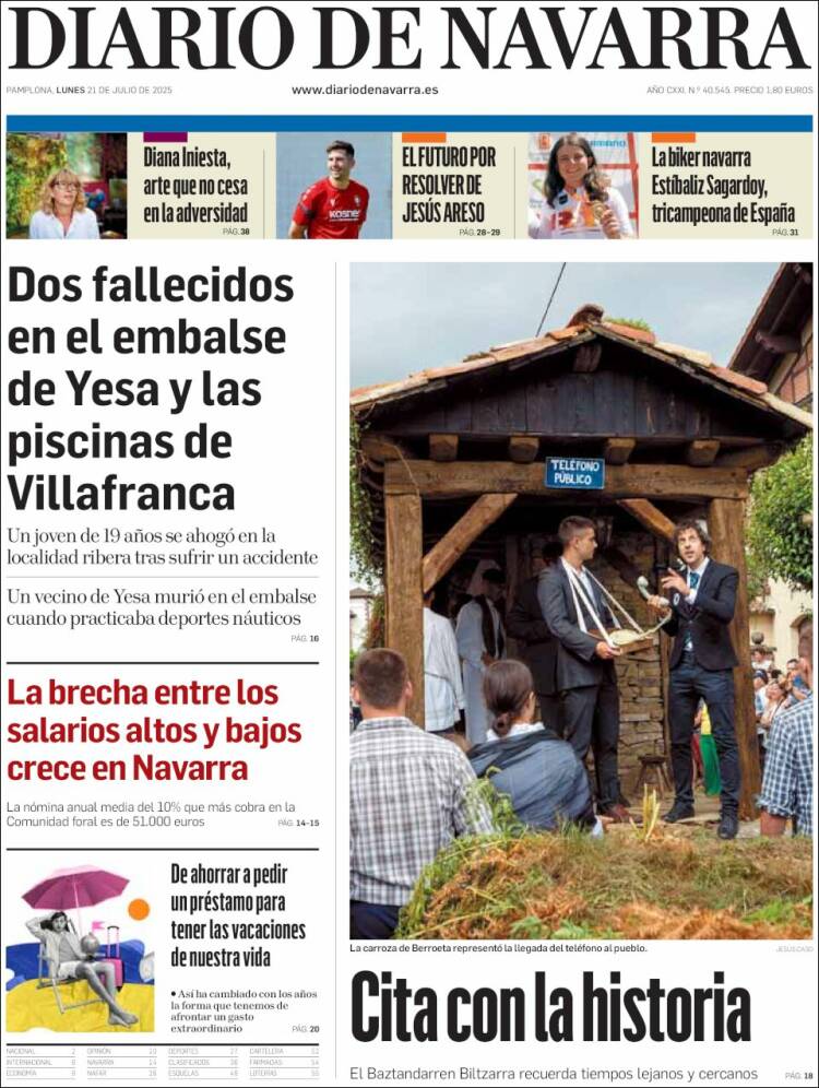 Portada de Diario de Navarra (España)