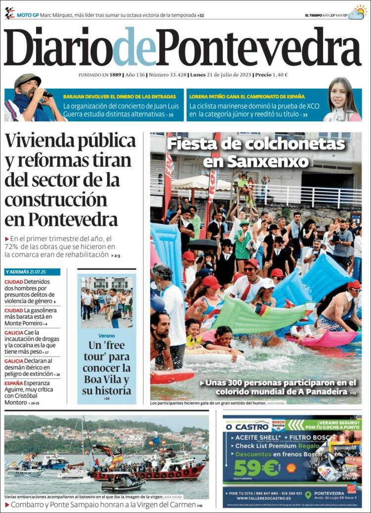 Portada de Diario de Pontevedra (España)