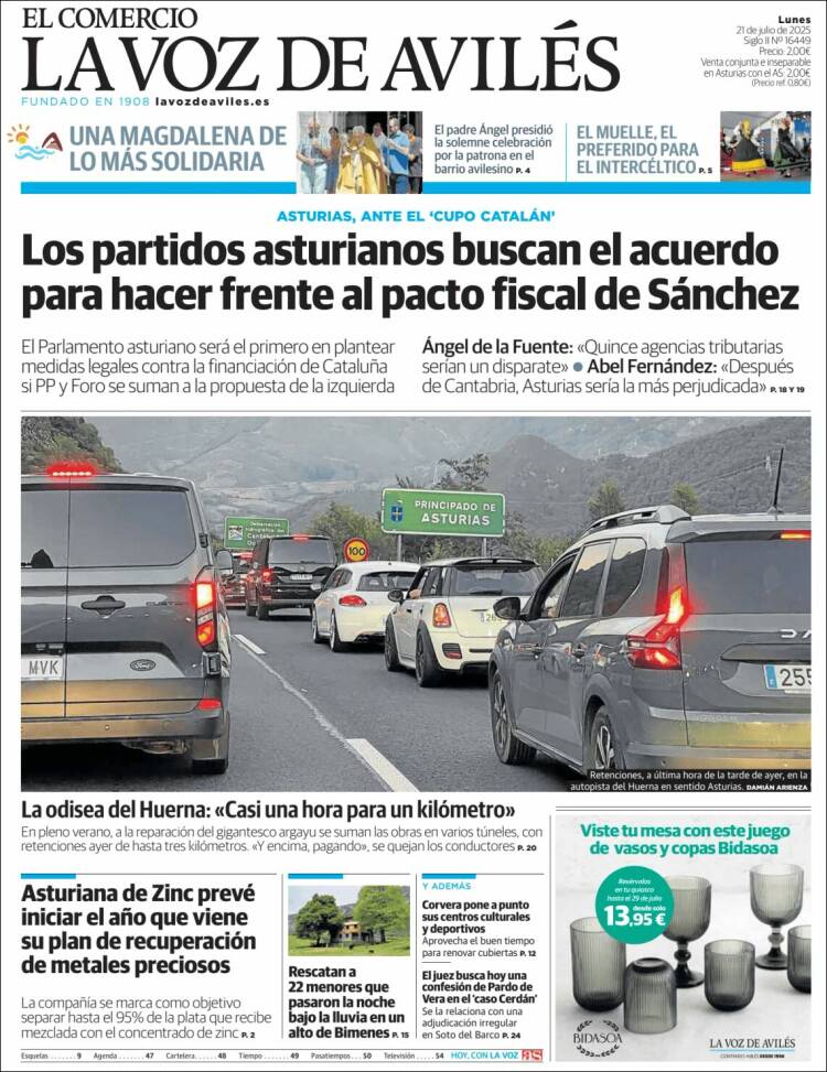 Portada de El Comercio - Avilés (España)