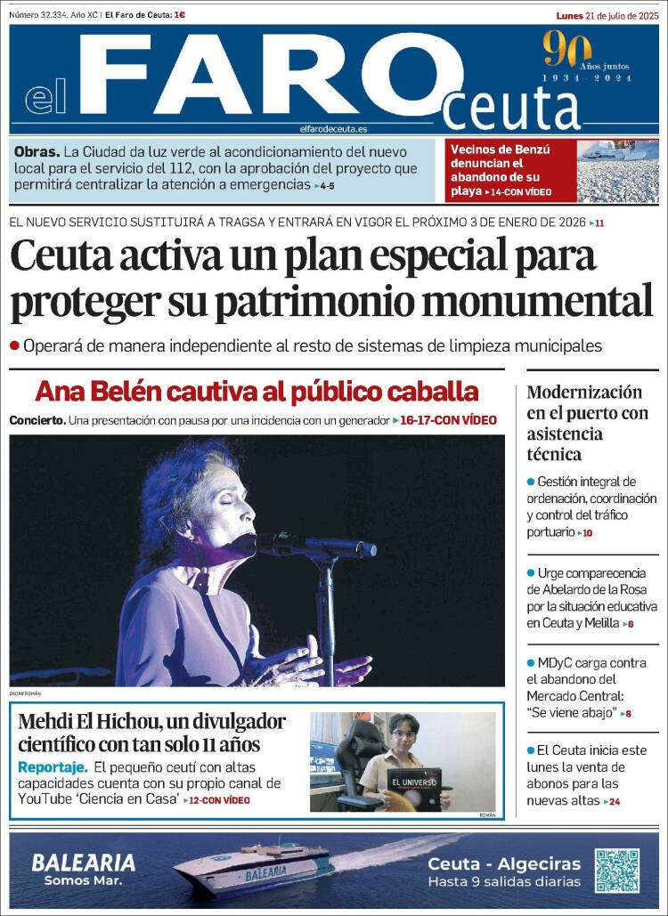 Portada de El Faro de Ceuta (España)