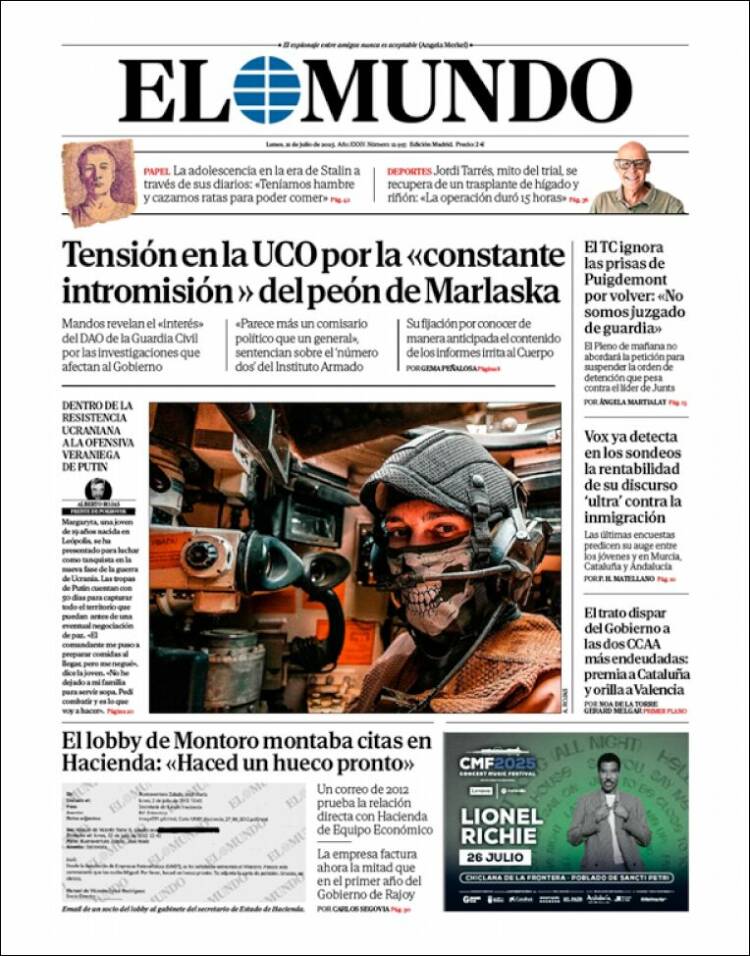 Portada de El Mundo (España)