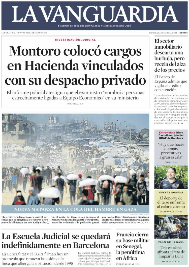 Portada de La Vanguardia (España)