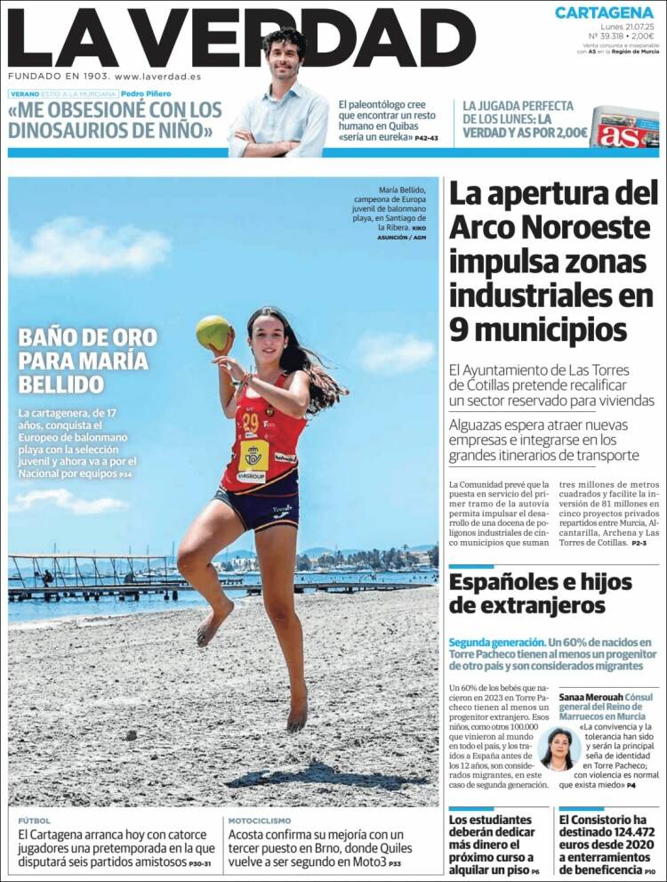 Portada de La Verdad de Cartagena (España)