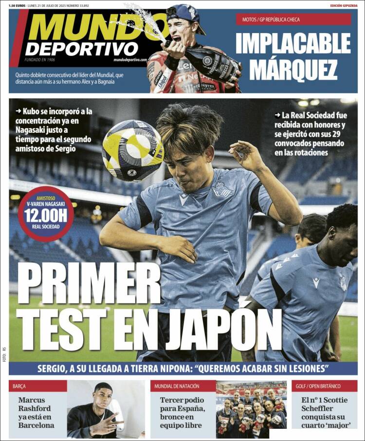 Portada de Mundo Deportivo Gipuzkoa (España)