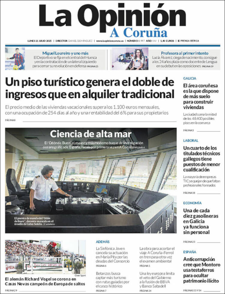 Portada de La Opinión de A Coruña (España)