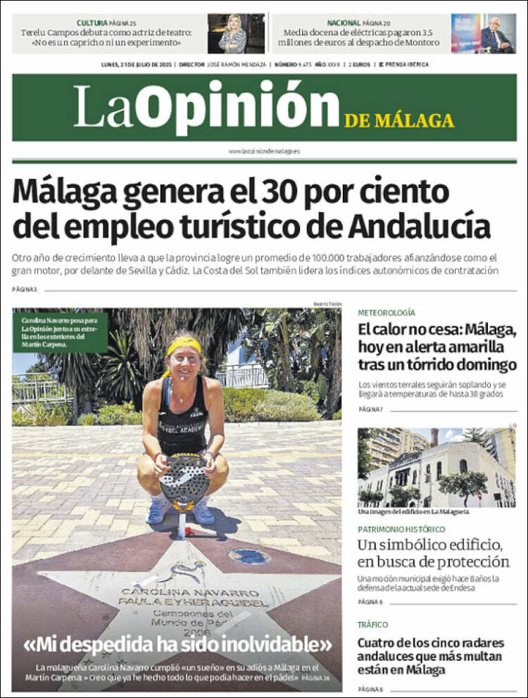 Portada de La Opinión de Málaga (Spain)