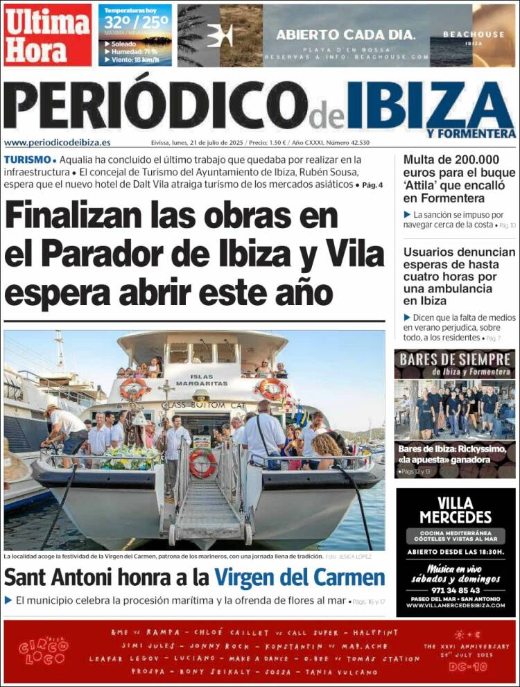 Portada de Periódico de Ibiza (España)