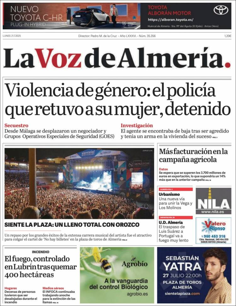 Portada de La Voz de Almería (España)