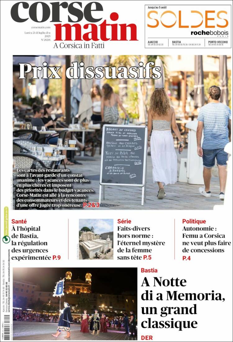 Portada de Corse-Matin (France)