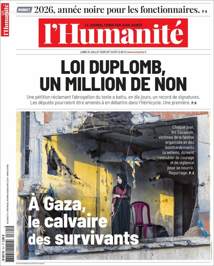 Portada de l'Humanite (Francia)