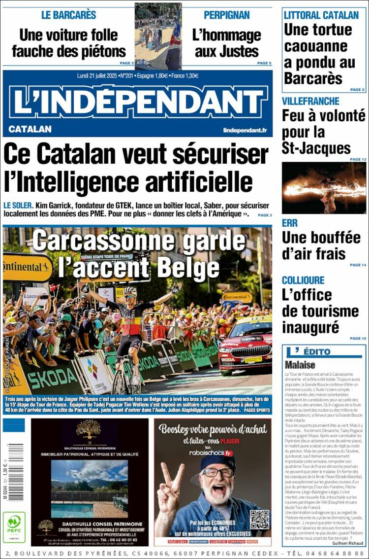 Portada de Le Indépendant (France)