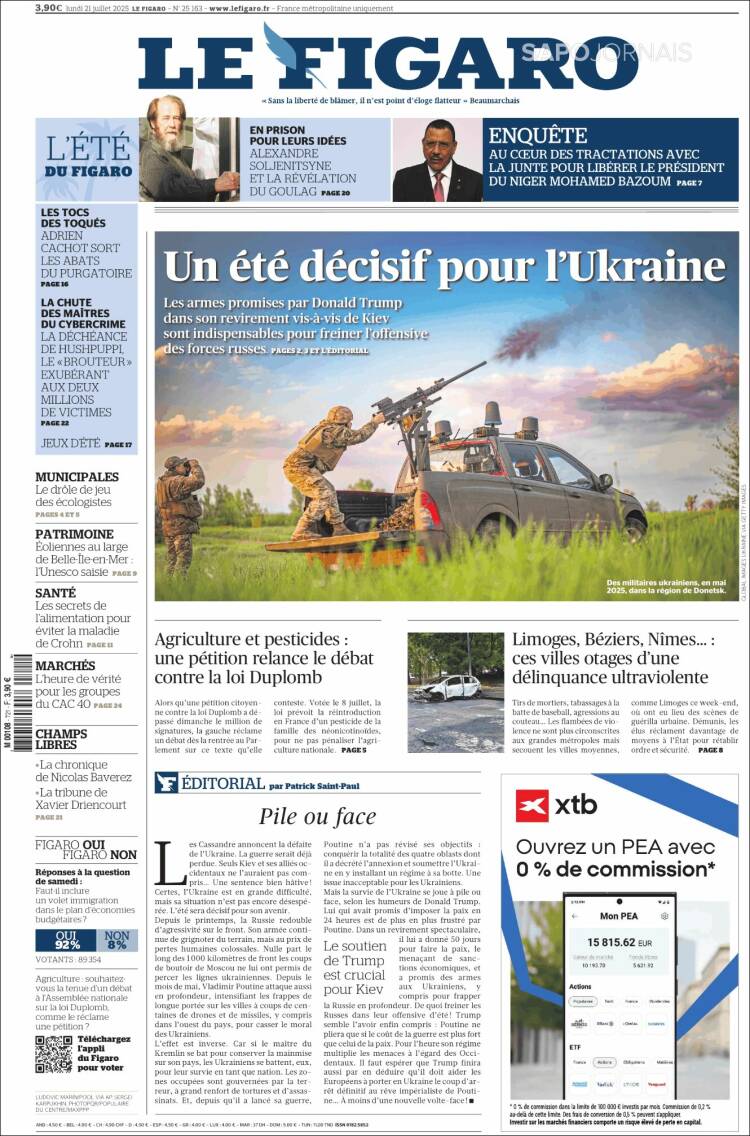 Portada de Le Figaro (Francia)