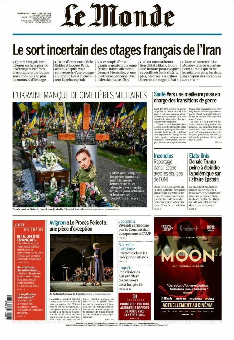 Portada de Le Monde (Francia)