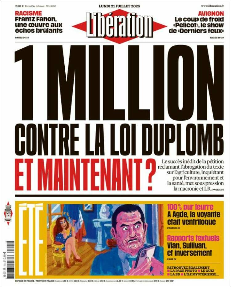 Portada de Libération (Francia)