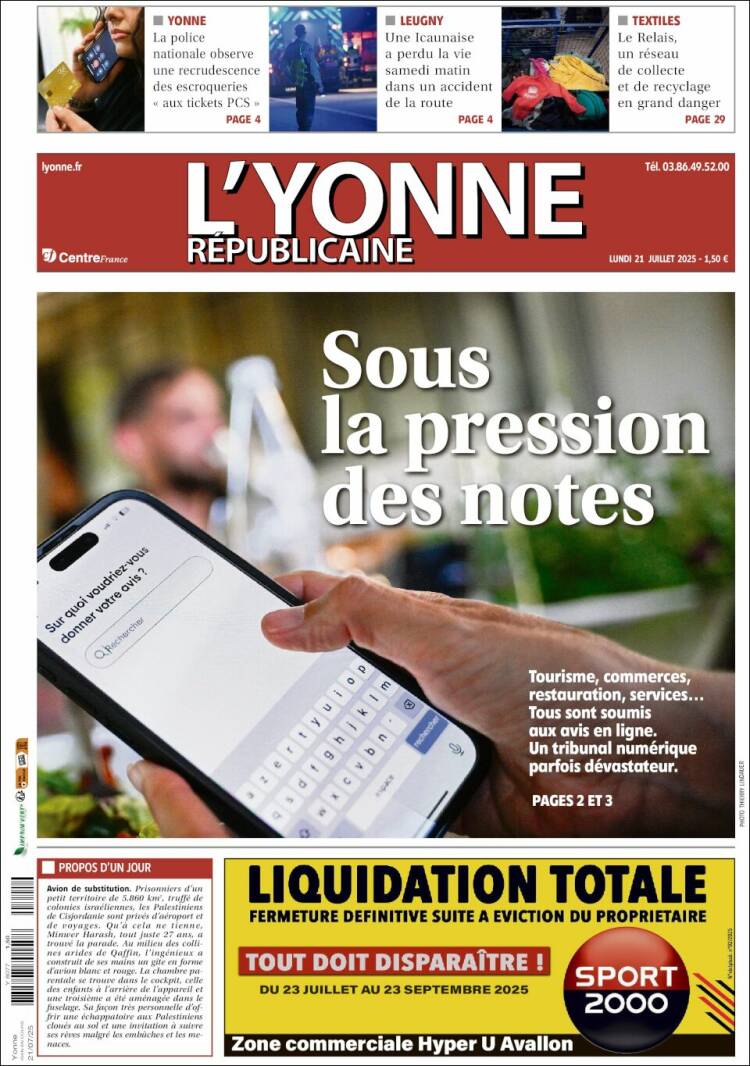 Portada de L'Yonne-Républicaine (Francia)