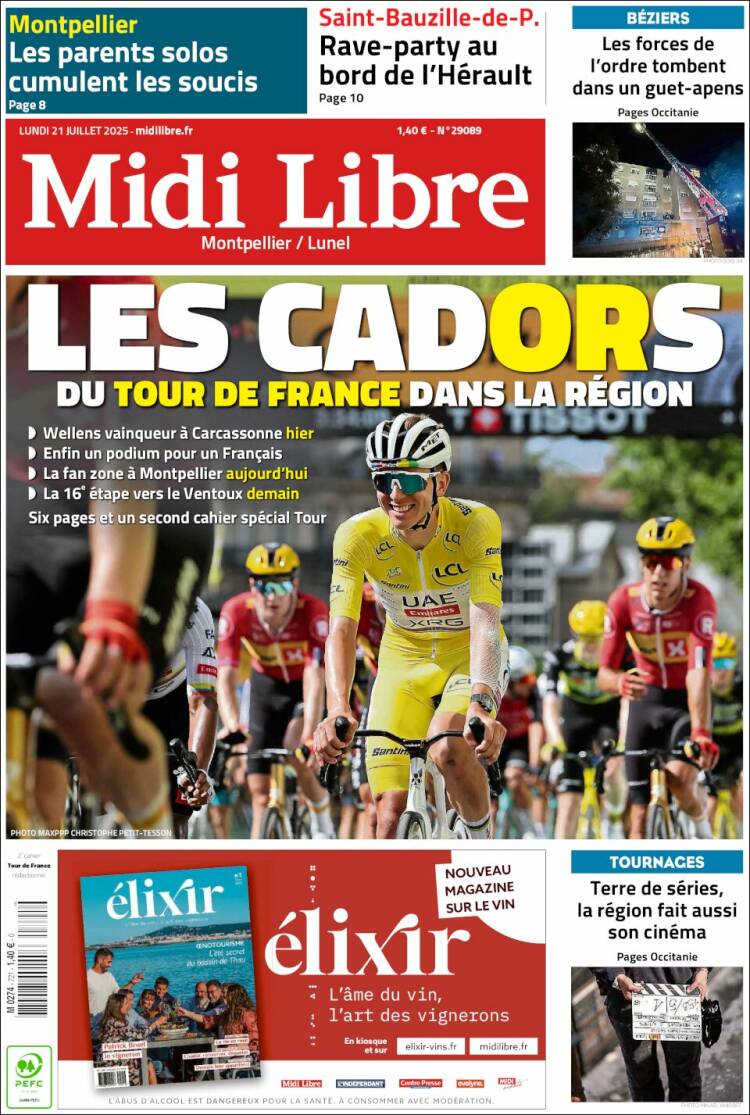Portada de Midi Libre (Francia)