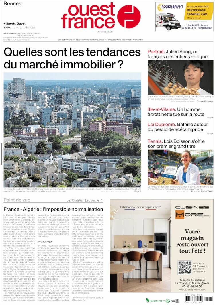 Portada de Ouest France (Francia)