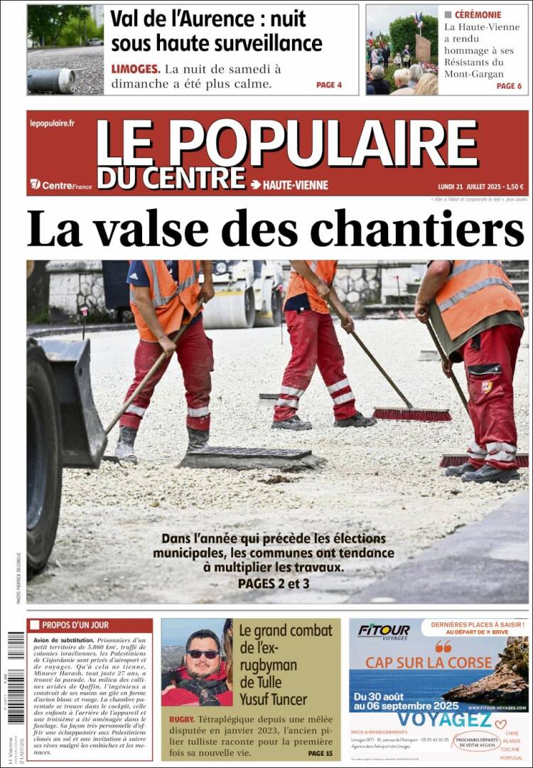 Portada de Le Populaire du Centre (Francia)