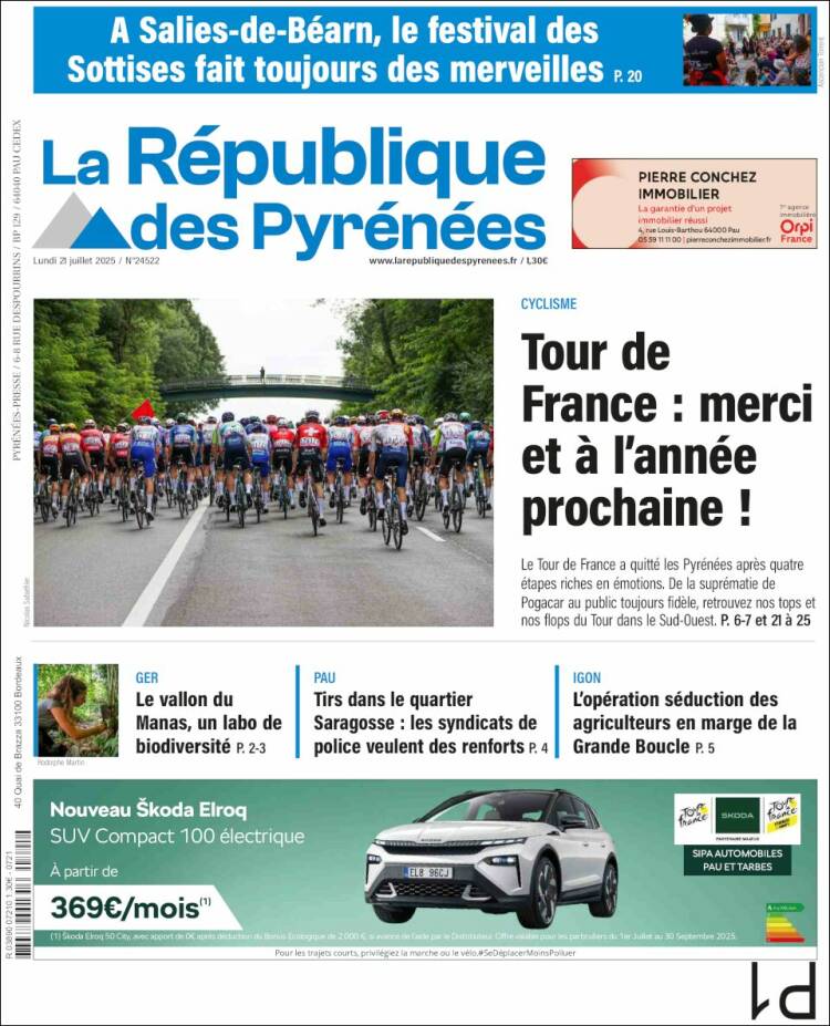 Portada de La République des Pyrénées (France)