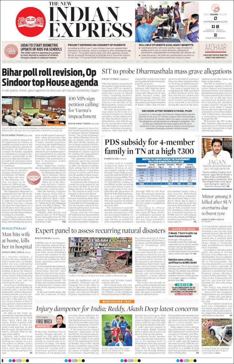 Portada de New Indian Express (India)