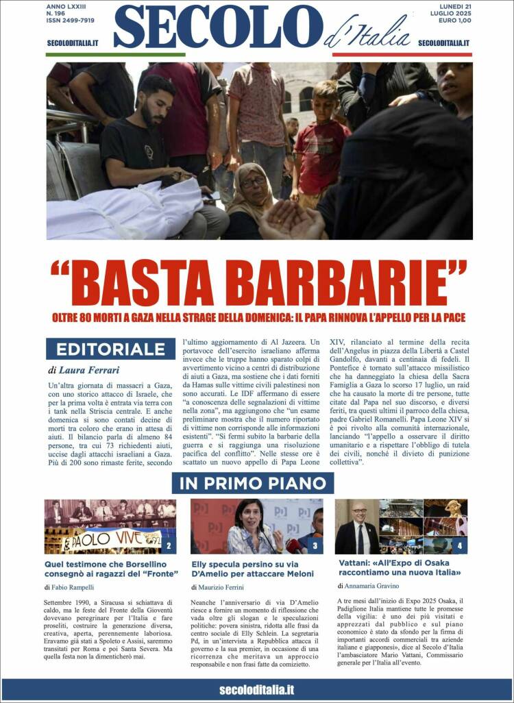 Portada de Secolo d'Italia (Italia)