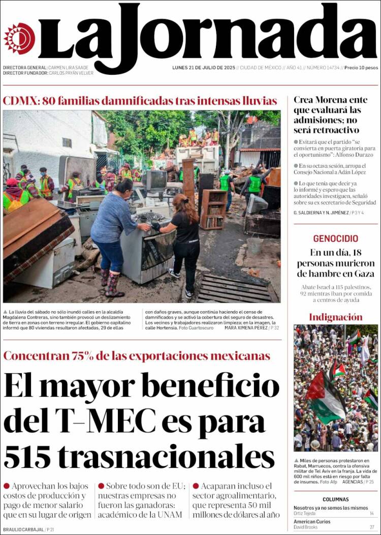 Portada de La Jornada (México)