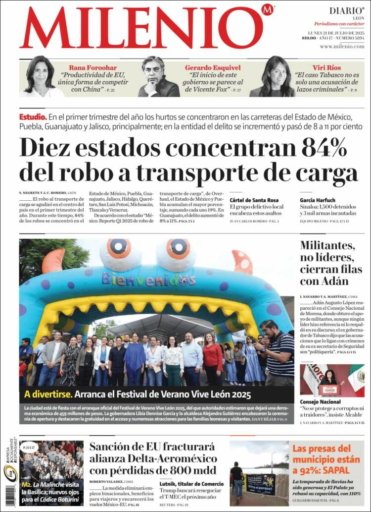 Portada de Milenio de León (México)