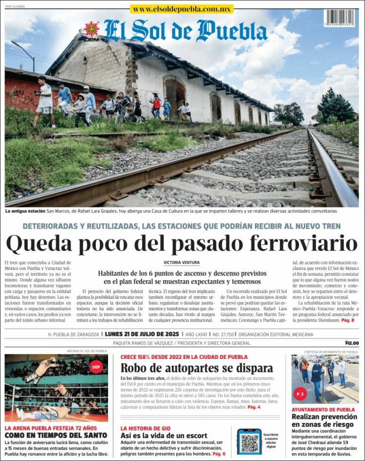 Portada de El Sol de Puebla (México)