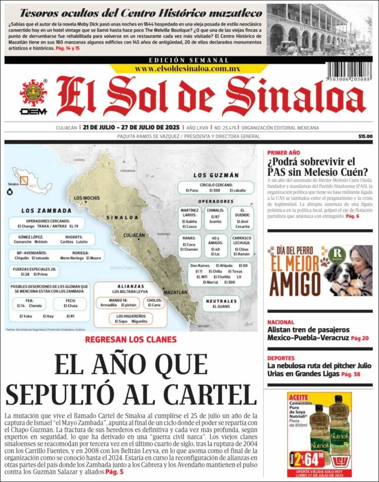 Portada de El Sol de Sinaloa (México)