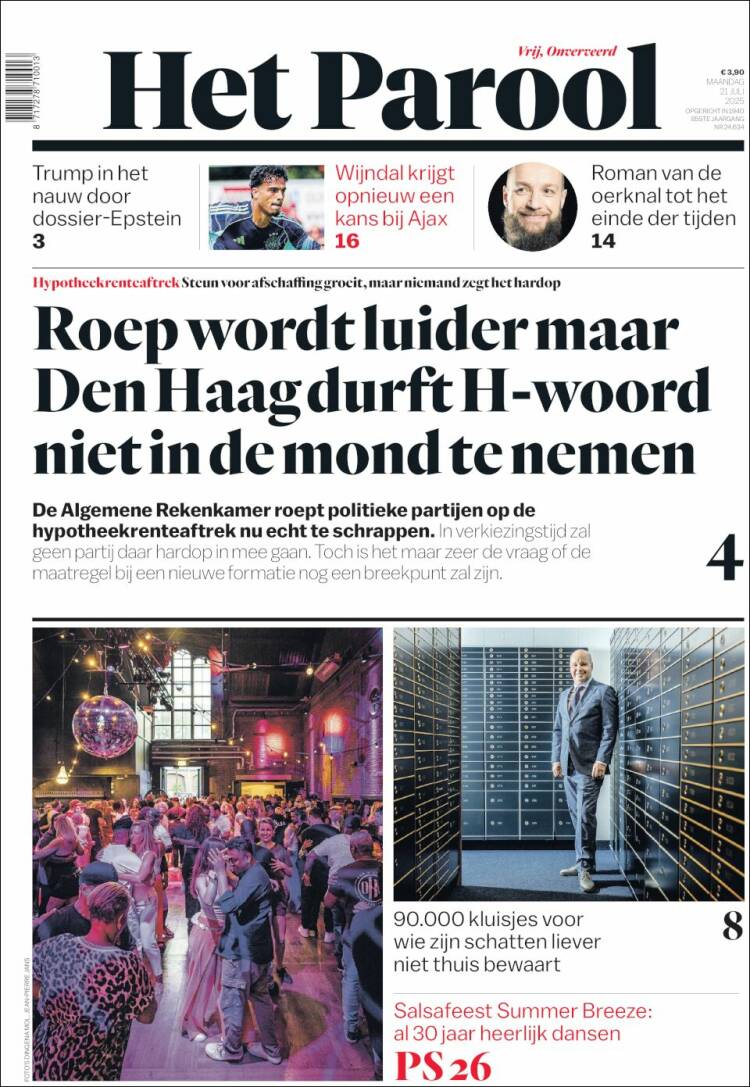 Portada de Het Parool (Países Bajos)