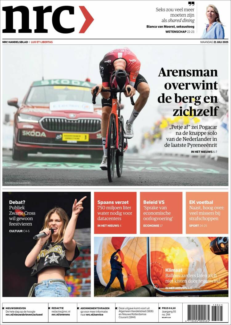 Portada de NRC Handelsblad (Países Bajos)