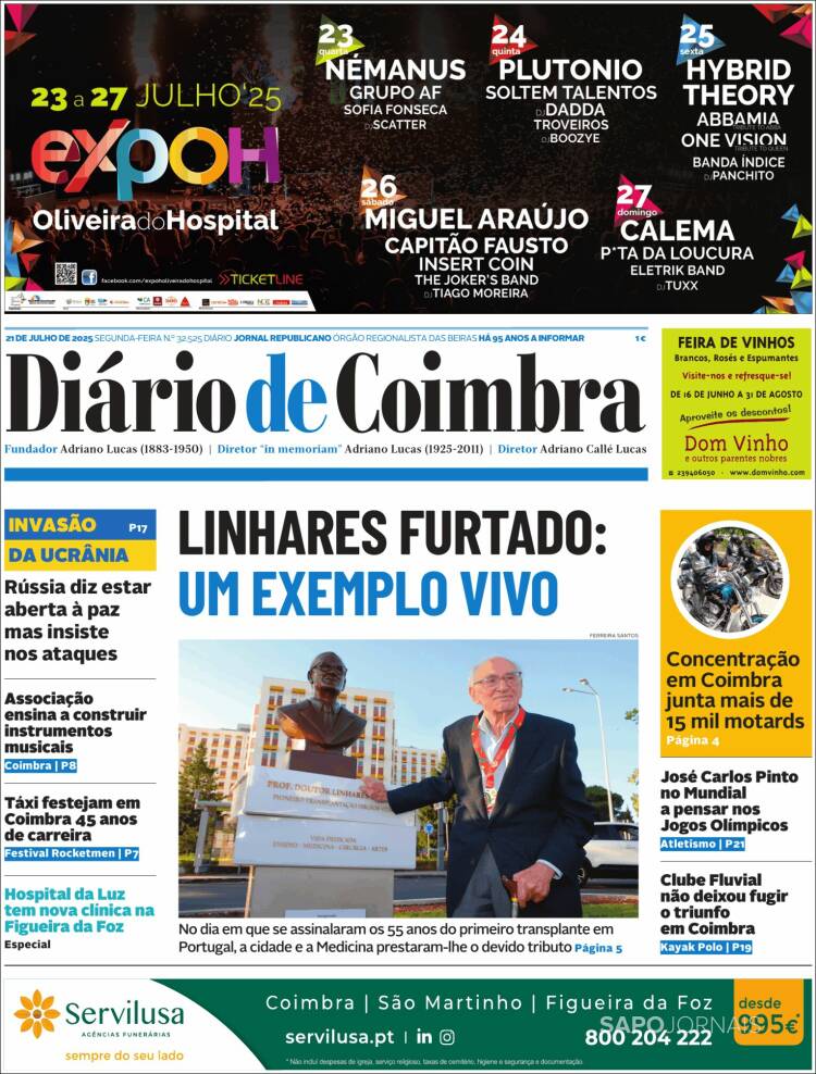 Portada de Diário de Coimbra (Portugal)