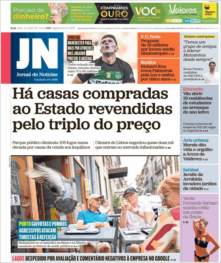 Portada de Jornal de Notícias (Portugal)