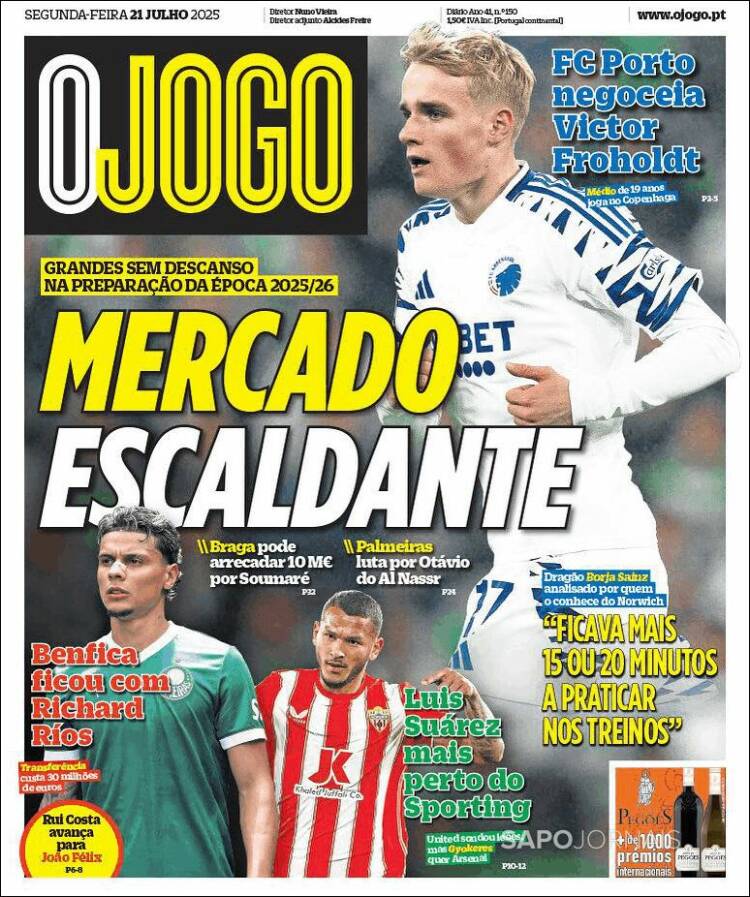 Portada de O Jogo (Portugal)
