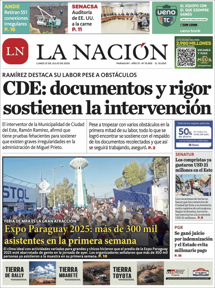 Portada de La Nación (Paraguay)