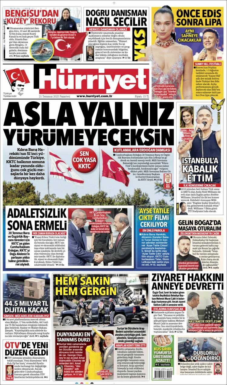 Portada de Hürriyet (Turkey)