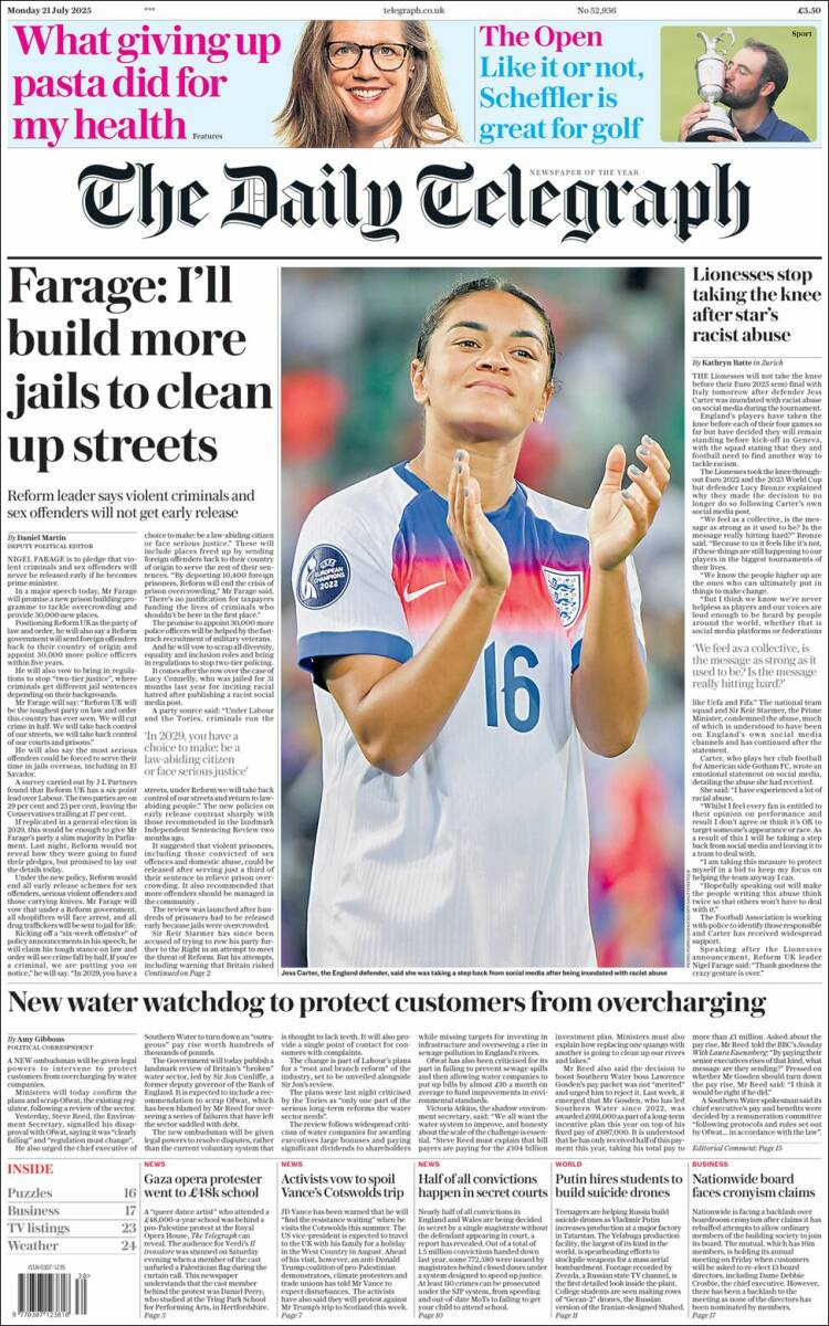 Portada de Daily Telegraph (United Kingdom)