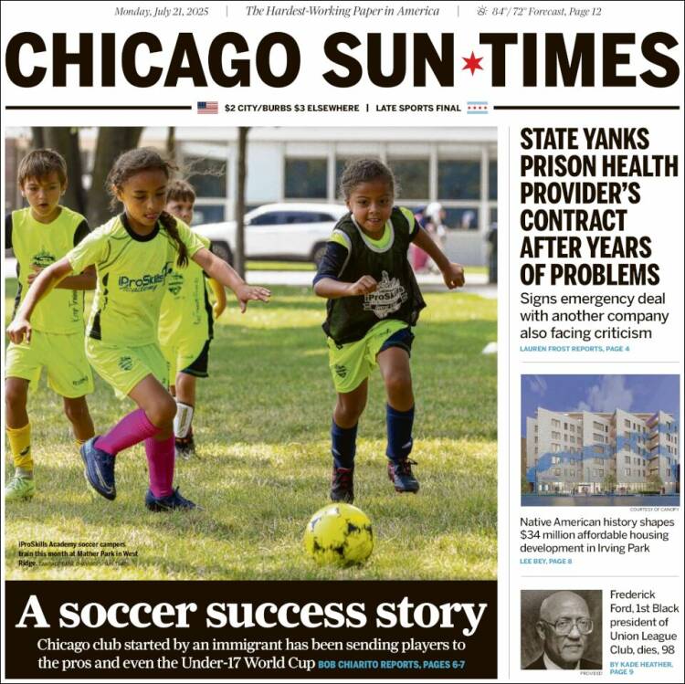 Portada de Chicago Sun-Times (USA)